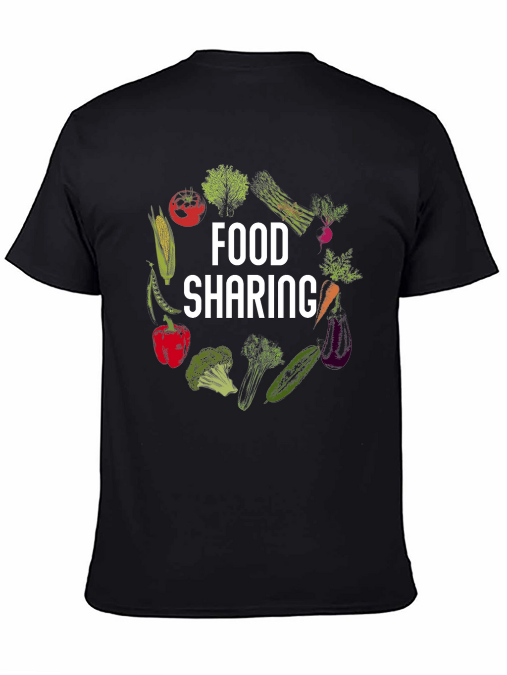 Food Sharing Graphic Tee Vegetable Design Shirt