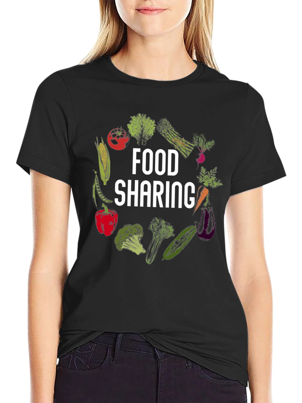 Food Sharing Graphic Tee Vegetable Design Shirt