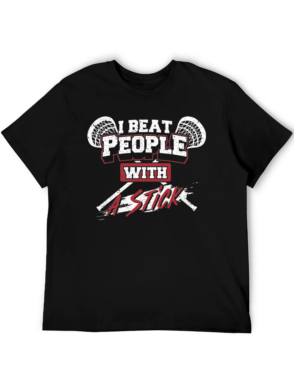 I Beat People With A Stick Black Graphic T-Shirt