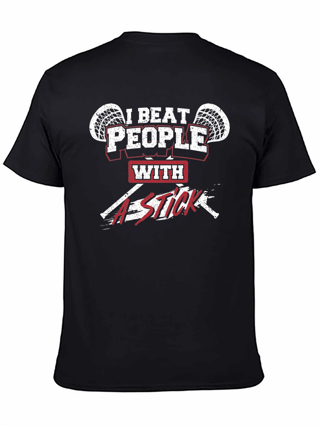 I Beat People With A Stick Black Graphic T-Shirt