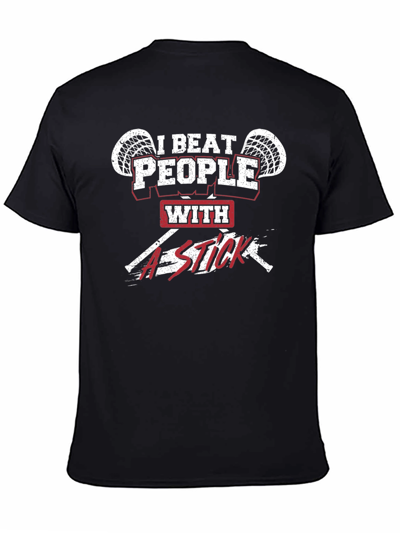 I Beat People With A Stick Black Graphic T-Shirt