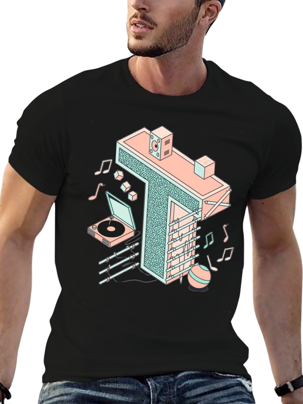 Retro Isometric Music T-Shirt