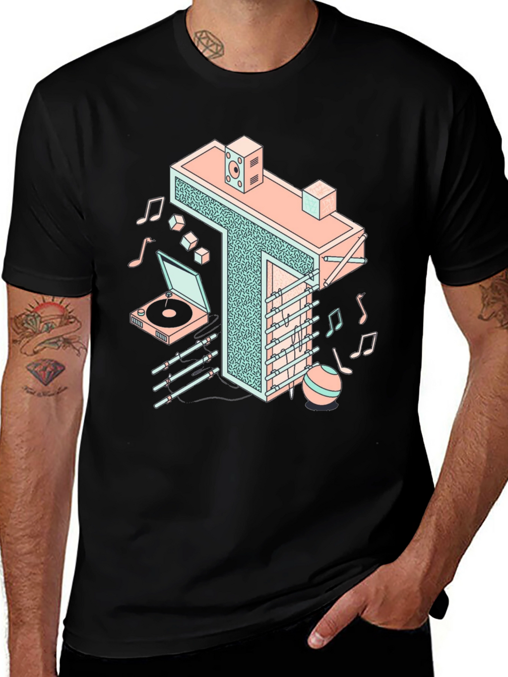 Retro Isometric Music T-Shirt