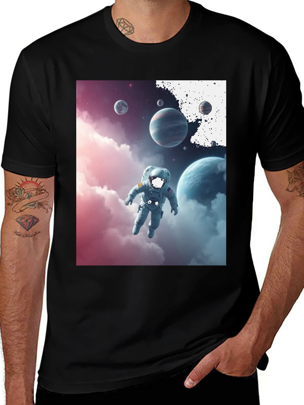 Astronaut in Space Graphic Tee - Black