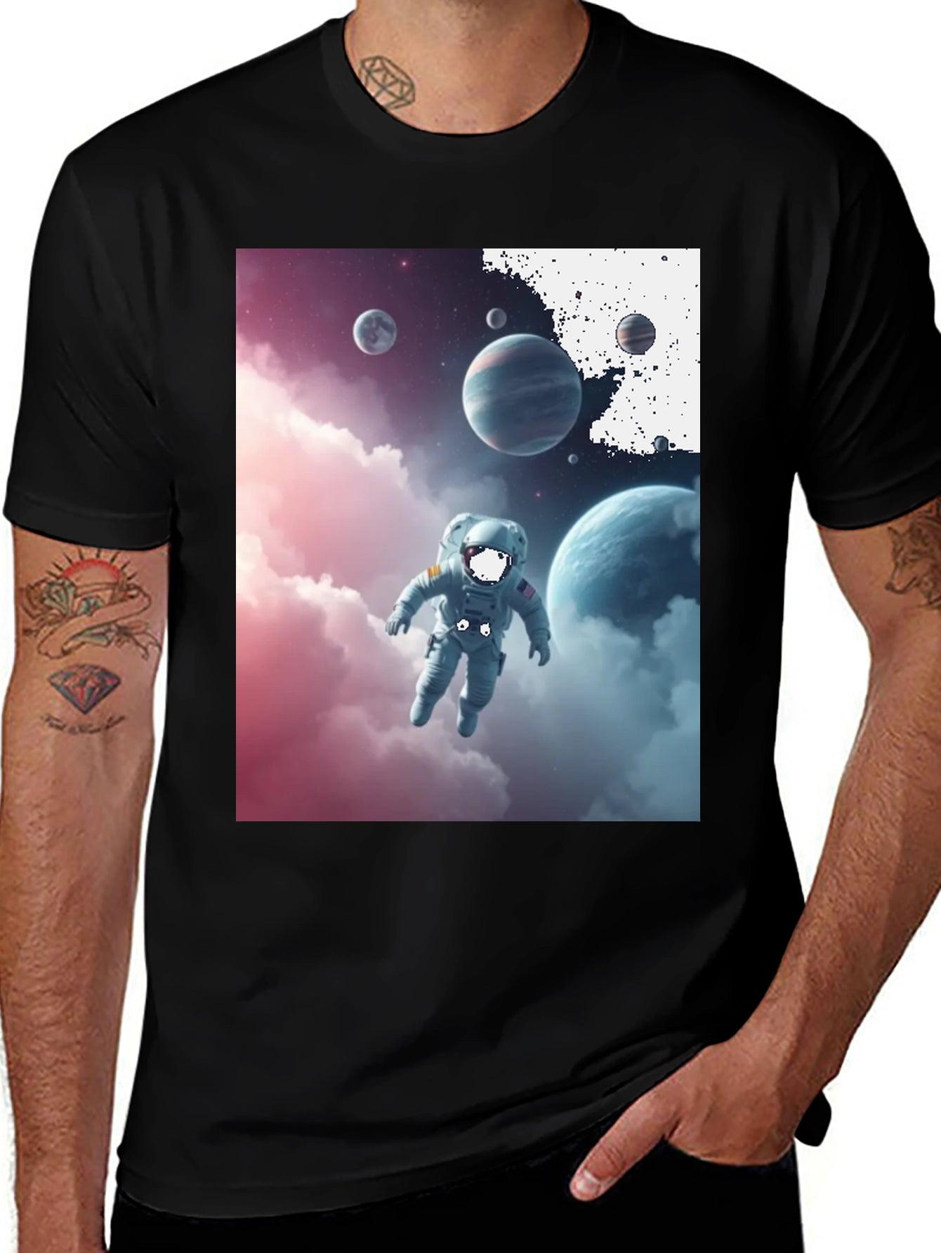 Astronaut in Space Graphic Tee - Black