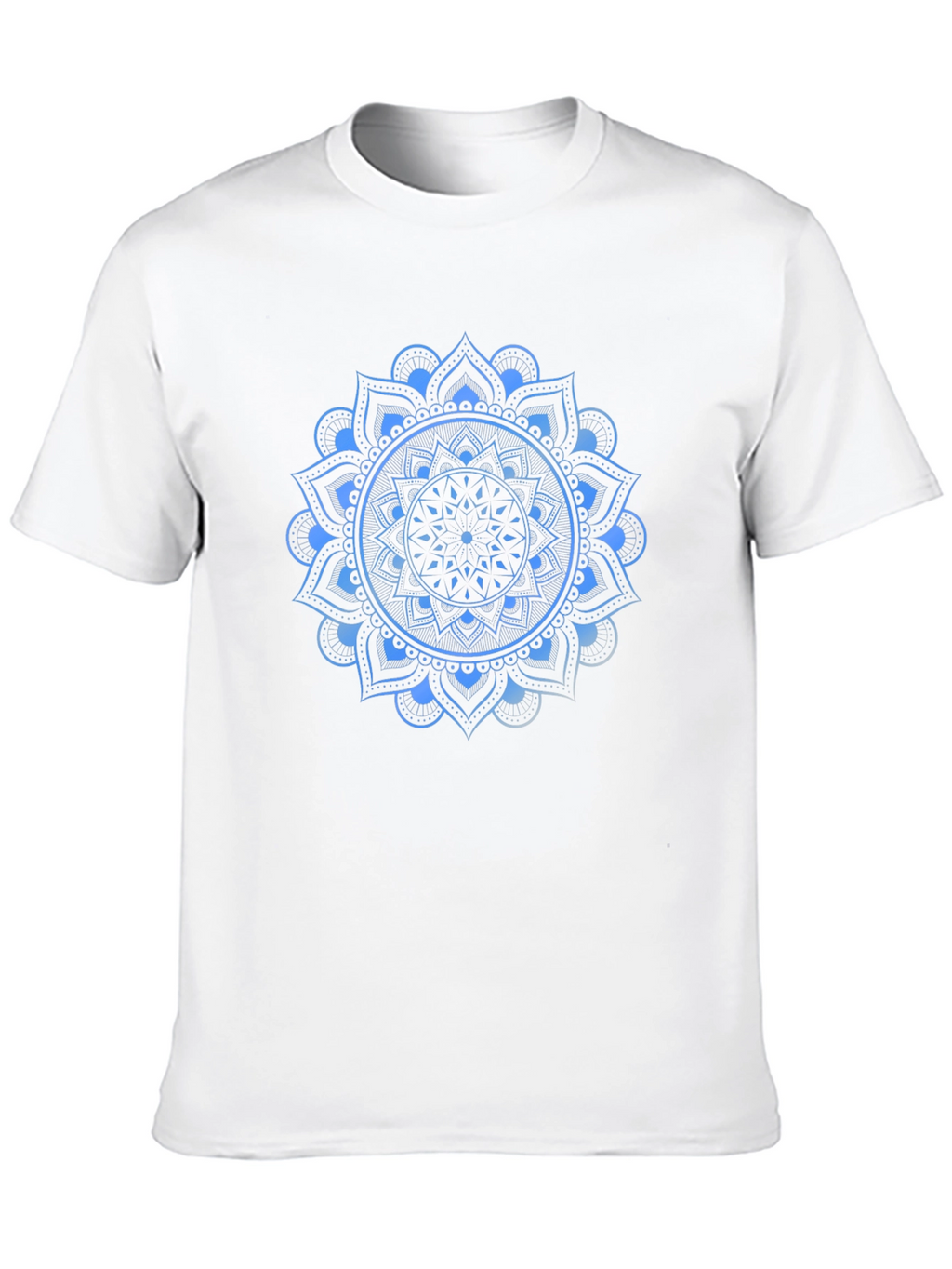 Blue Mandala Graphic Print Black T-Shirt