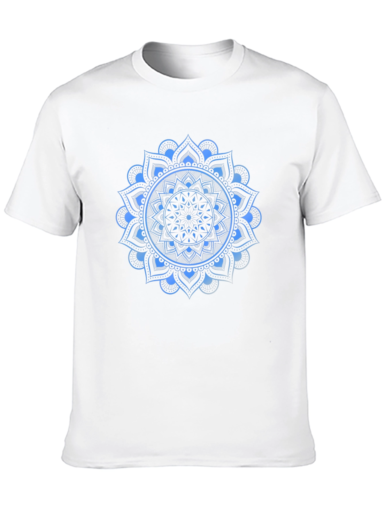 Blue Mandala Graphic Print Black T-Shirt