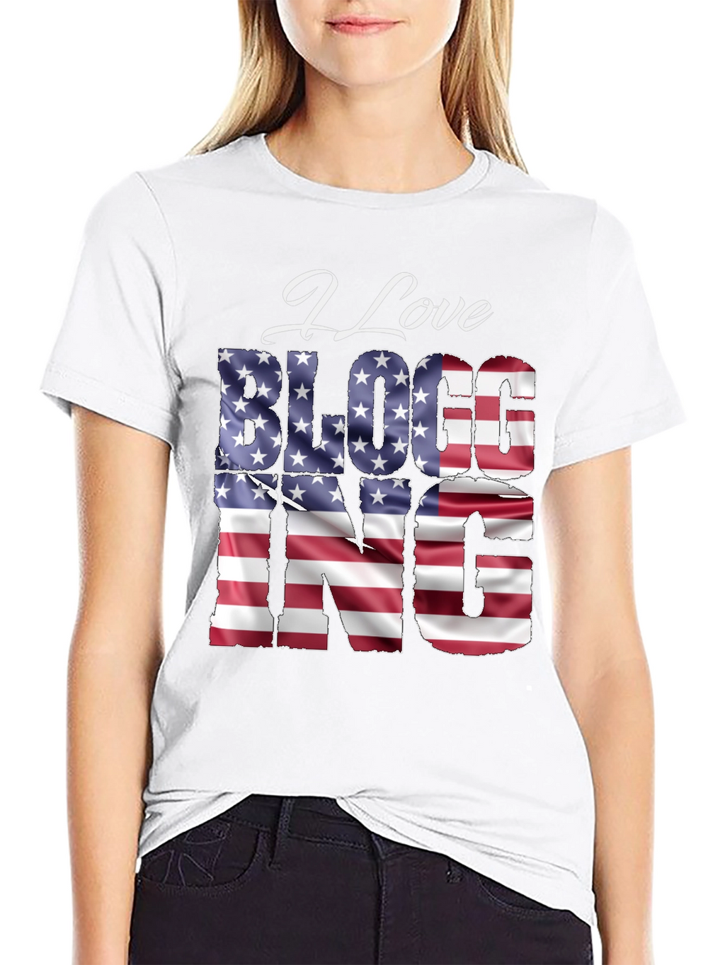 I Love BLOGGING USA Flag T-Shirt