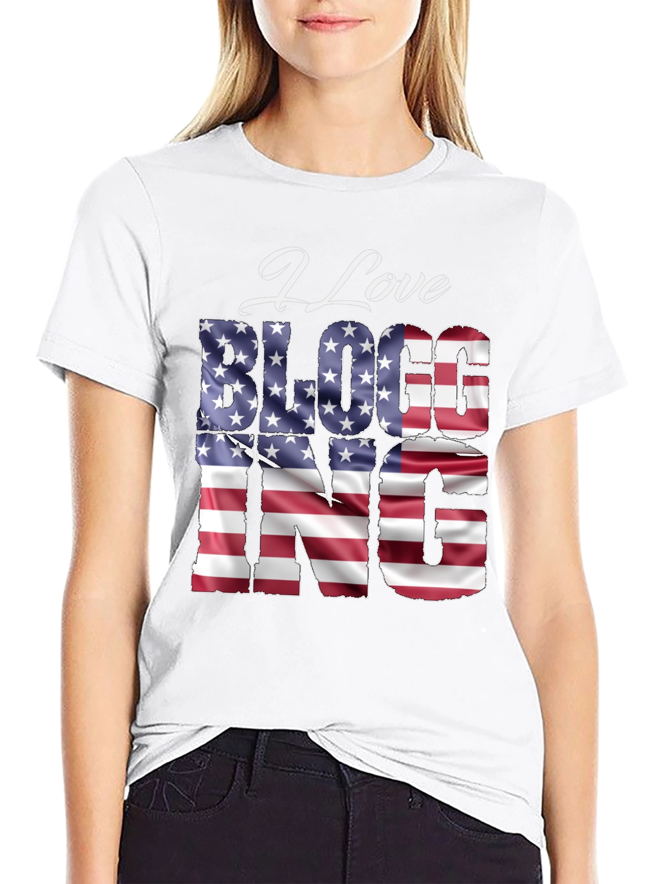 I Love BLOGGING USA Flag T-Shirt