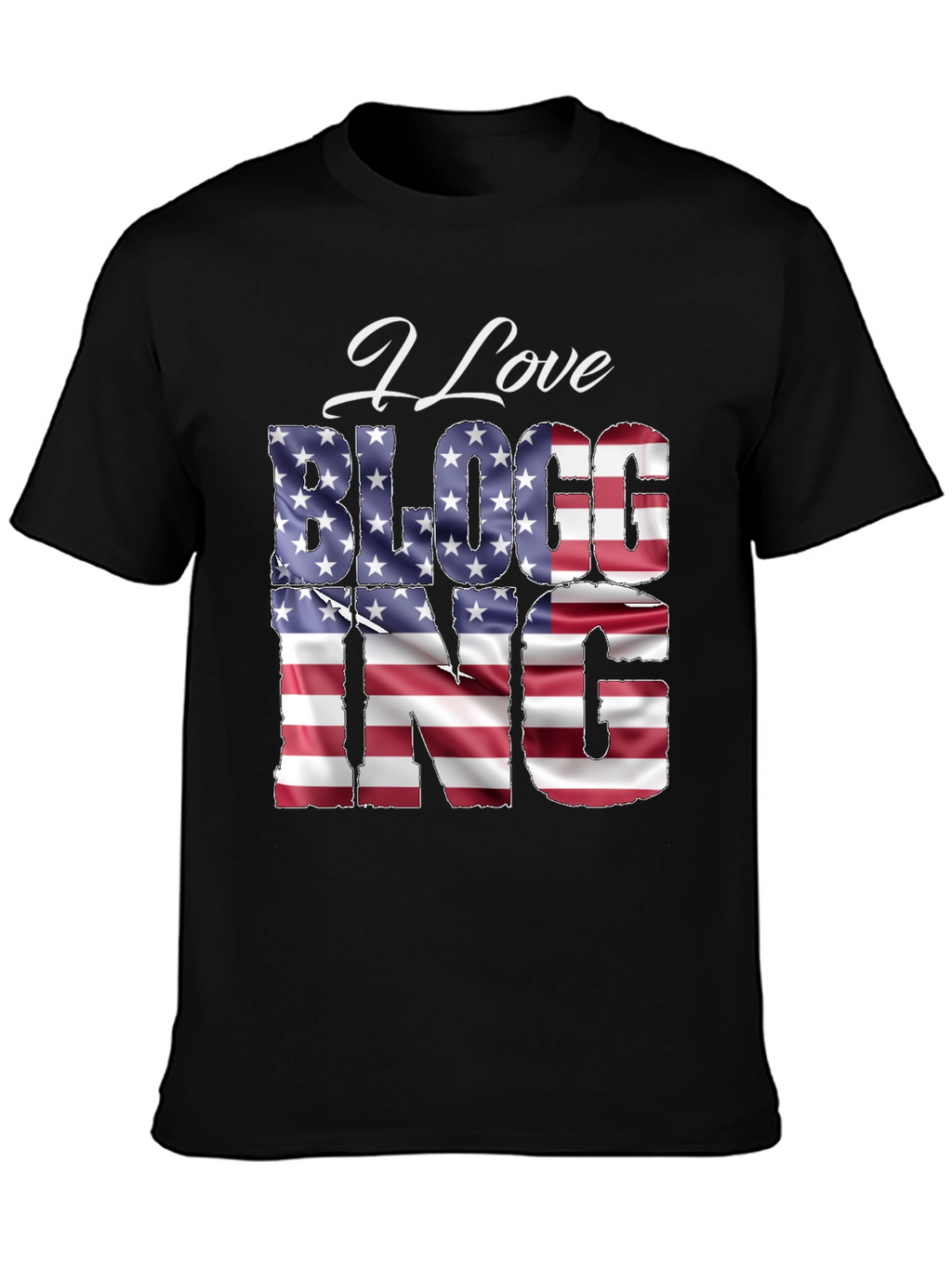 I Love BLOGGING USA Flag T-Shirt