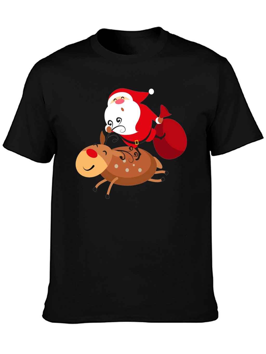 Santa Riding Reindeer Graphic T-Shirt