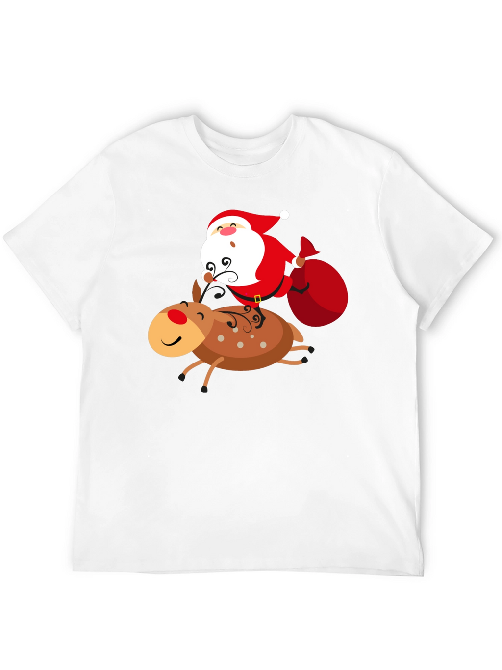Santa Riding Reindeer Graphic T-Shirt