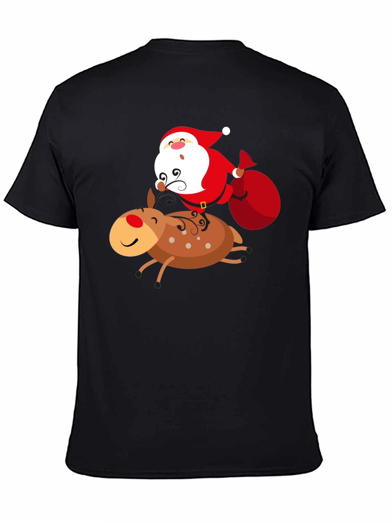 Santa Riding Reindeer Graphic T-Shirt