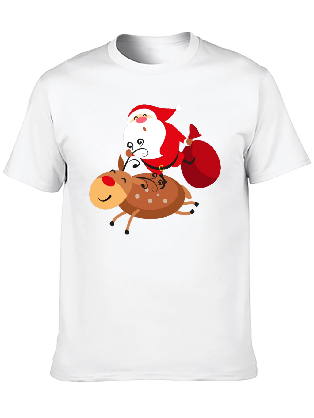 Santa Riding Reindeer Graphic T-Shirt