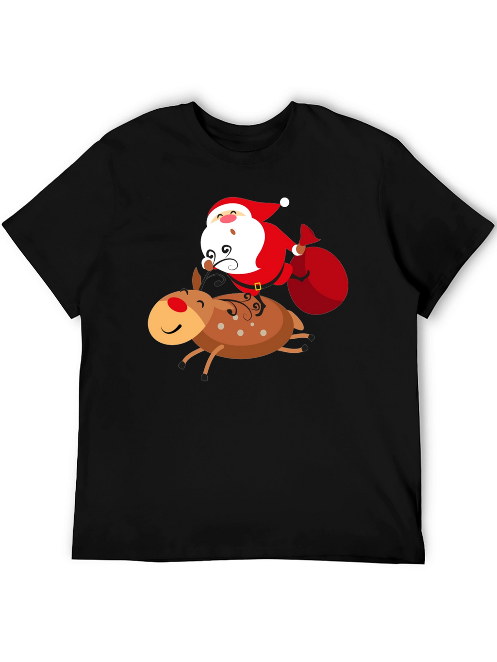 Santa Riding Reindeer Graphic T-Shirt