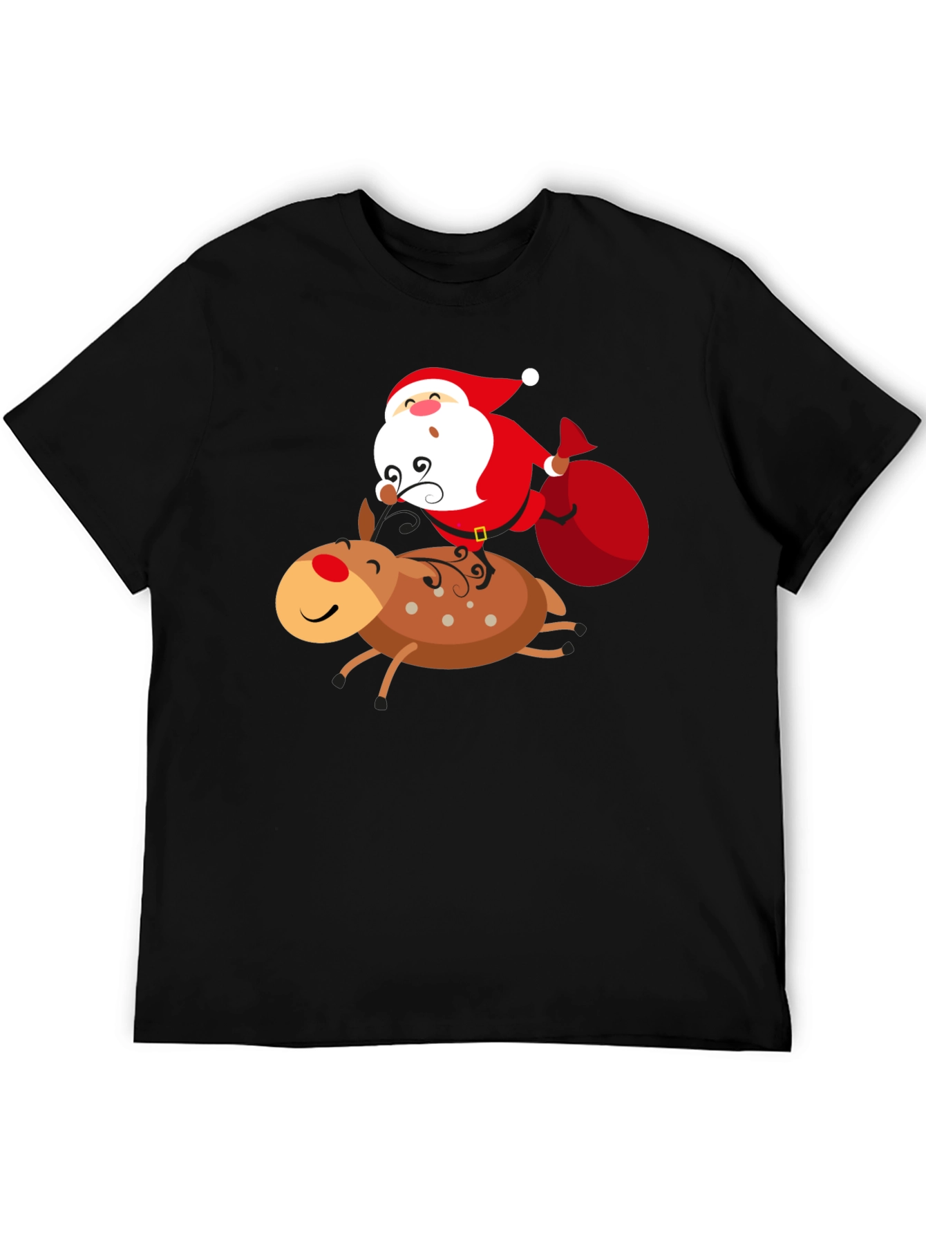 Santa Riding Reindeer Graphic T-Shirt