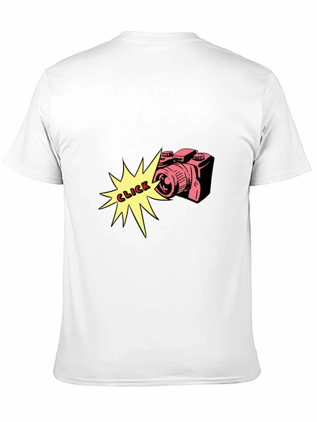 Retro Camera Click Graphic Tee - Black Cotton Shirt