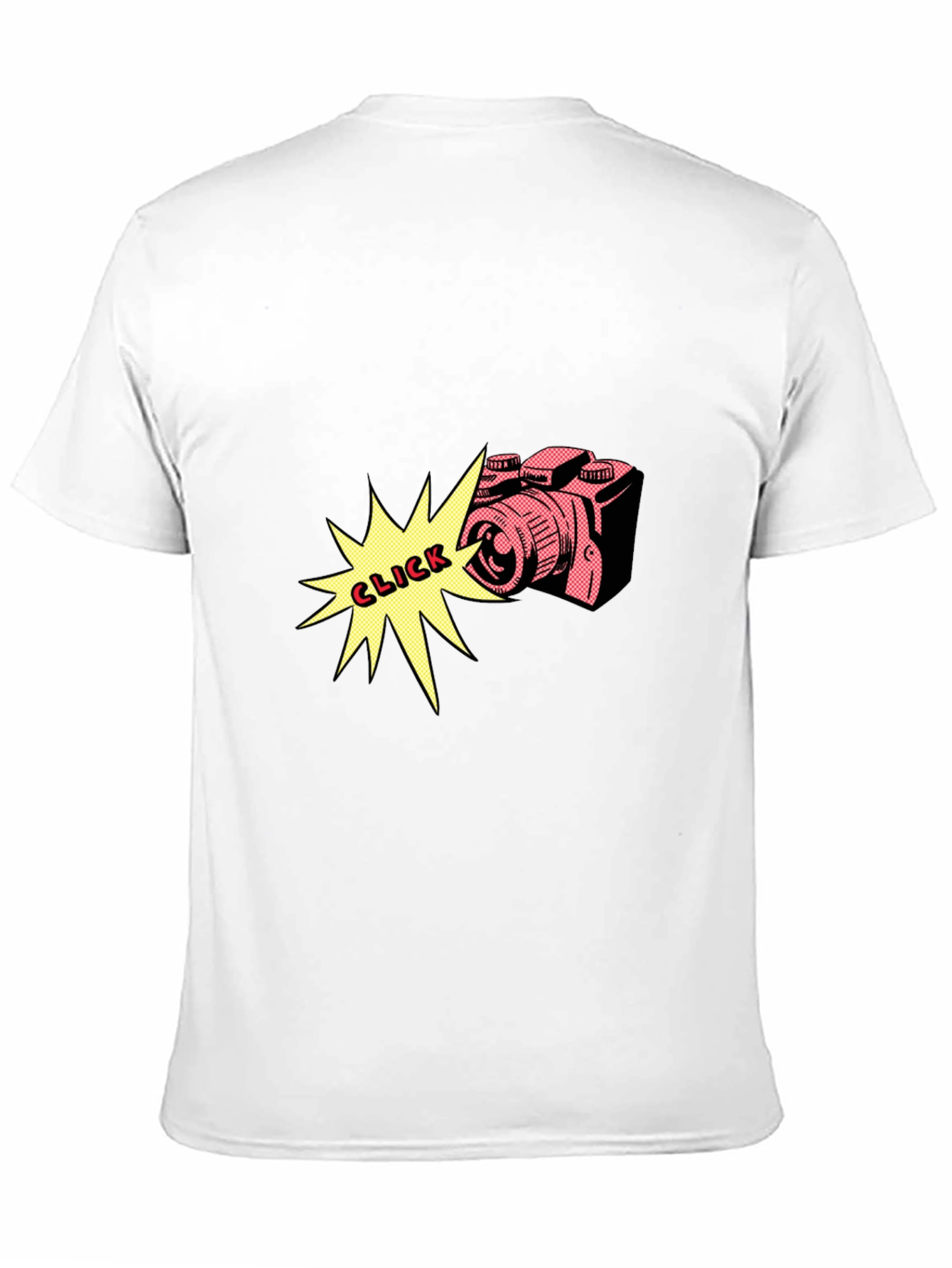 Retro Camera Click Graphic Tee - Black Cotton Shirt