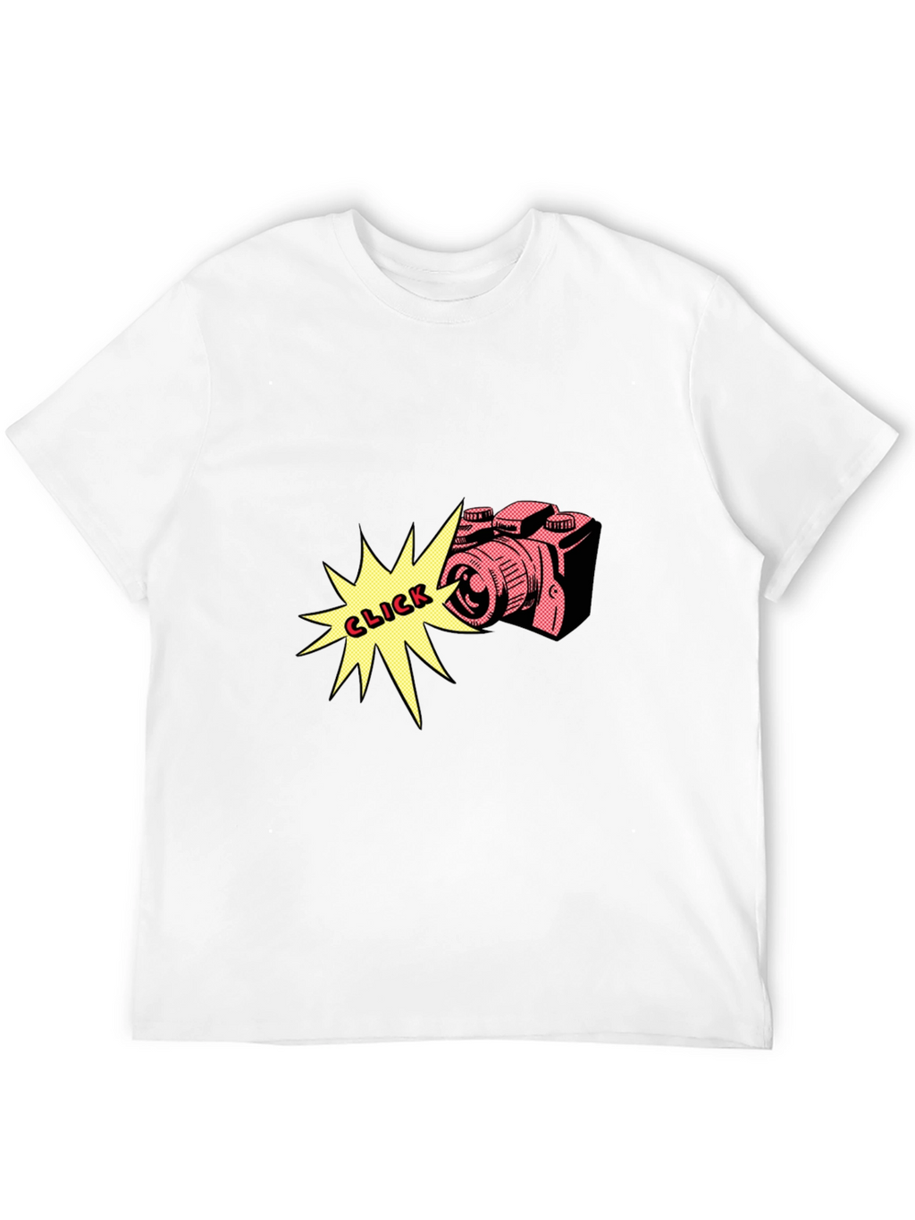 Retro Camera Click Graphic Tee - Black Cotton Shirt