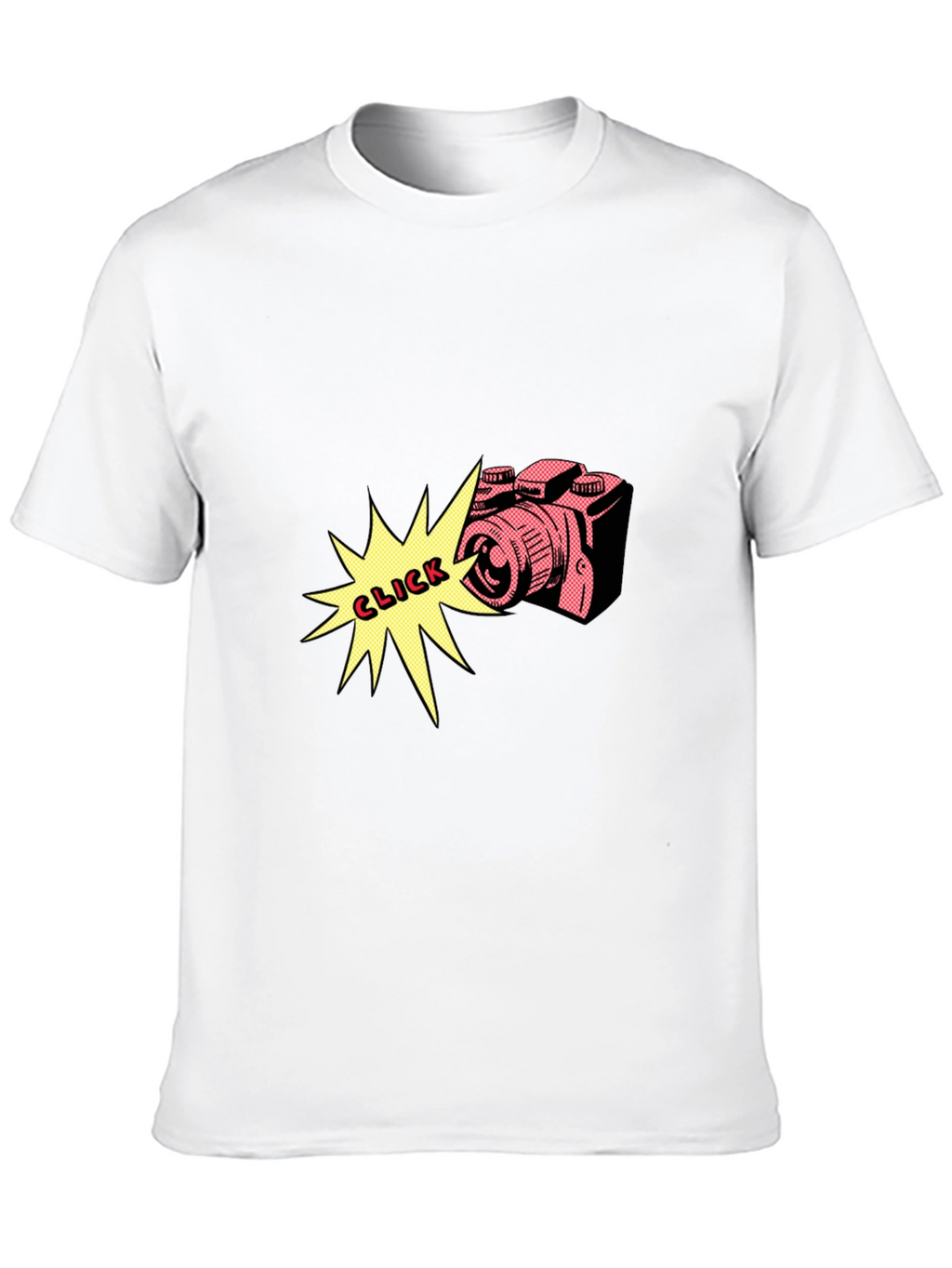 Retro Camera Click Graphic Tee - Black Cotton Shirt