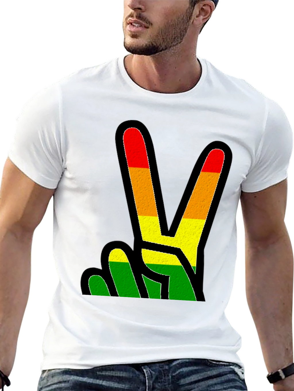 Rasta Peace Sign Black T-Shirt