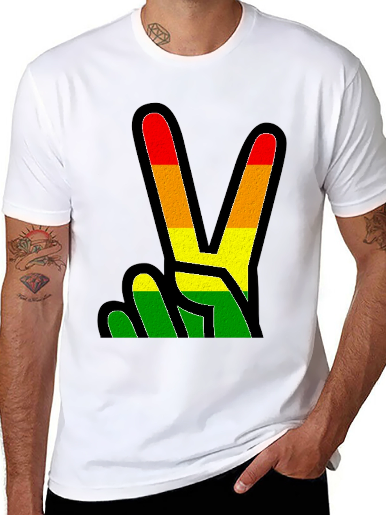 Rasta Peace Sign Black T-Shirt