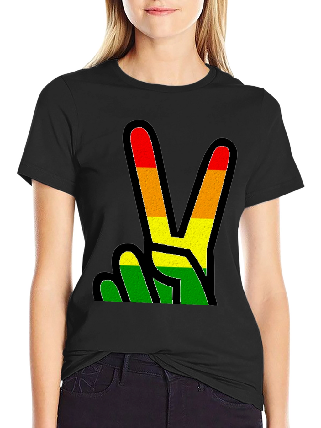 Rasta Peace Sign Black T-Shirt