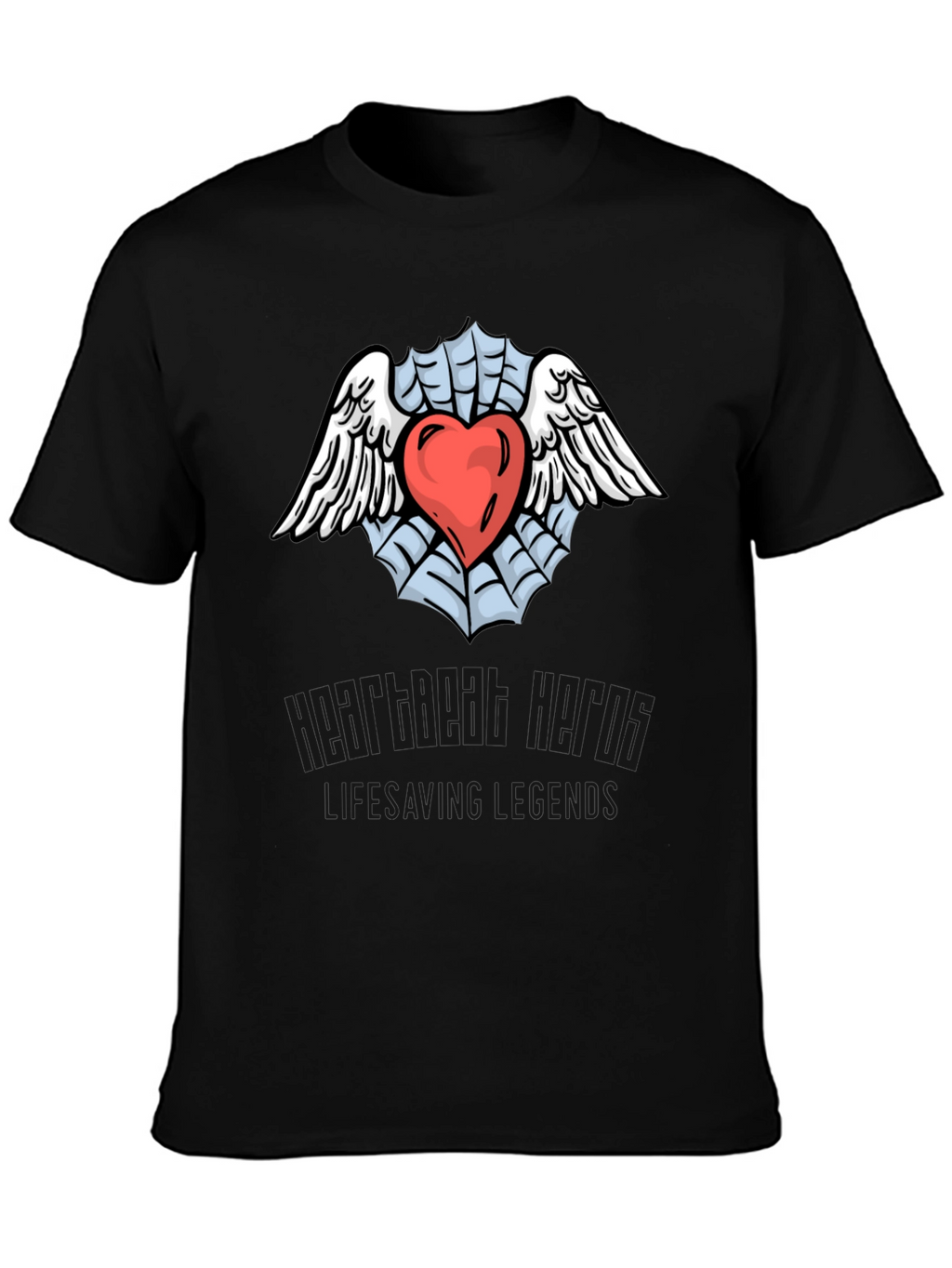 Heart & Wings Graphic Black T-Shirt