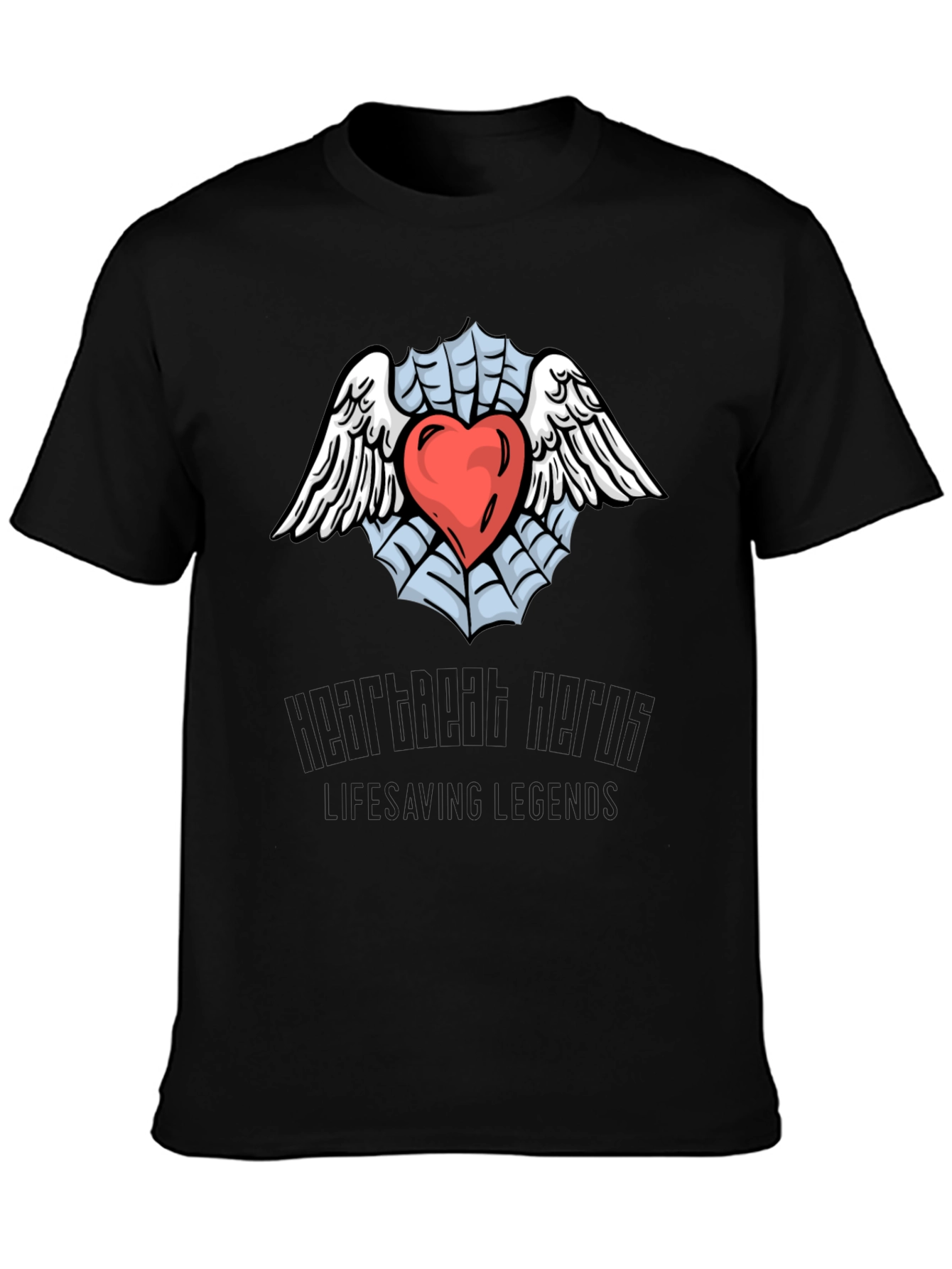 Heart & Wings Graphic Black T-Shirt