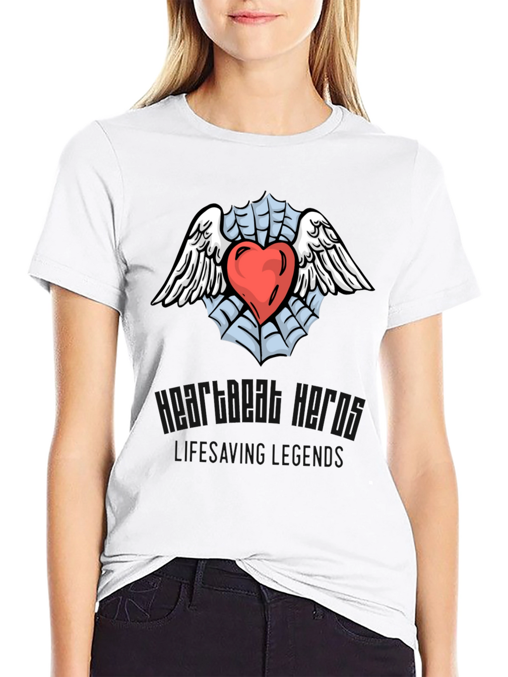 Heart & Wings Graphic Black T-Shirt
