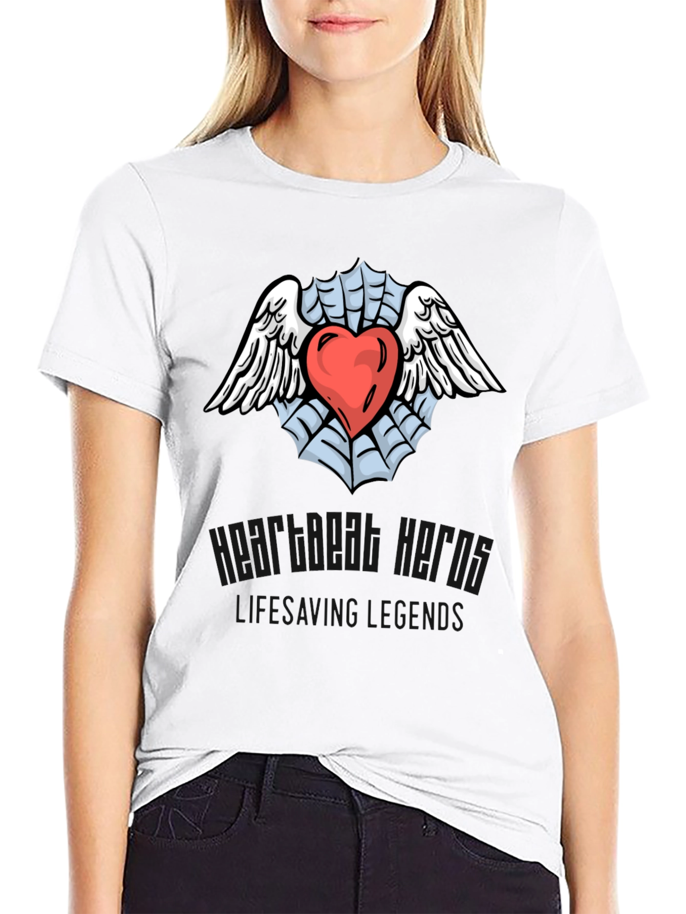 Heart & Wings Graphic Black T-Shirt