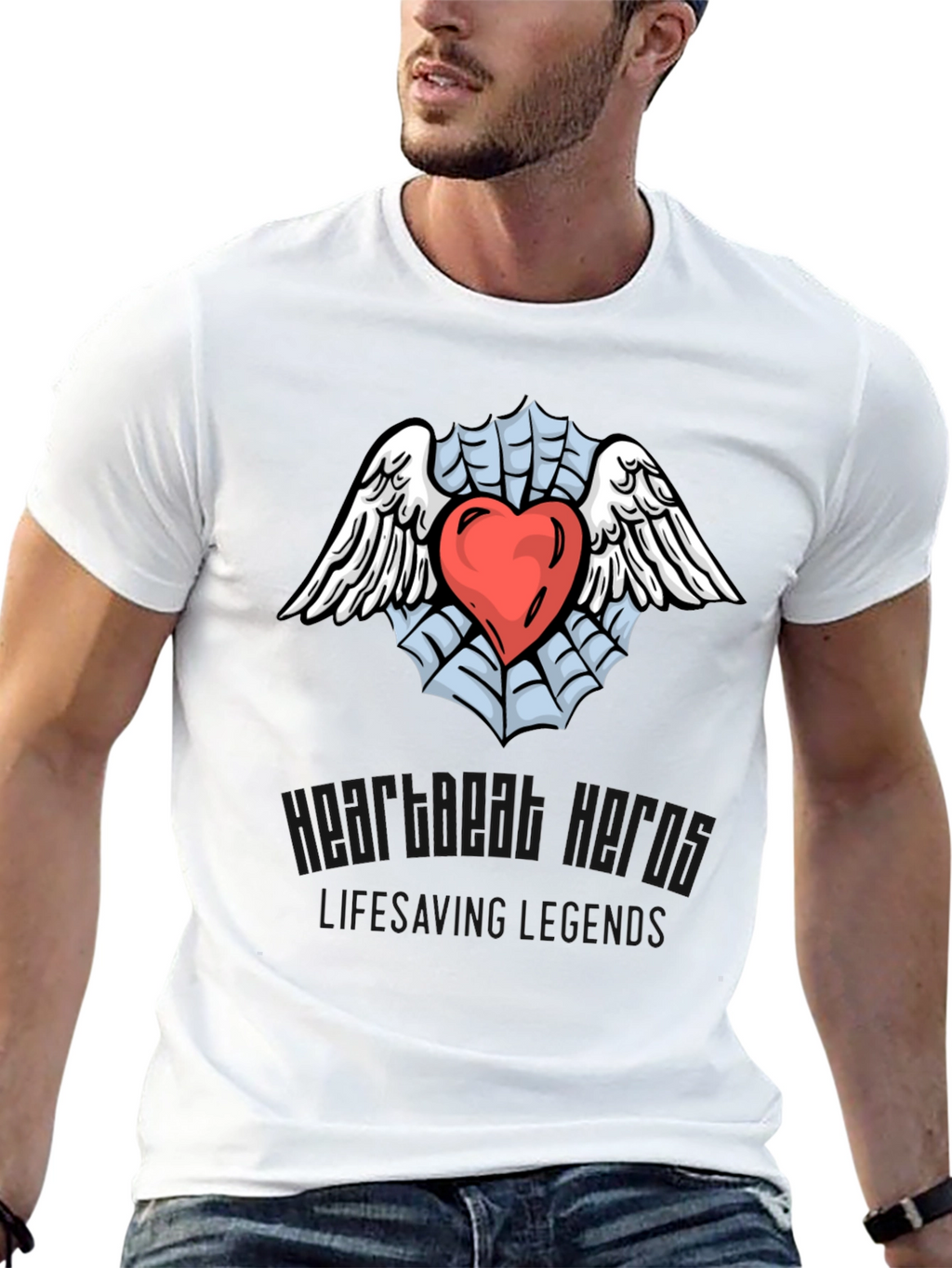 Heart & Wings Graphic Black T-Shirt