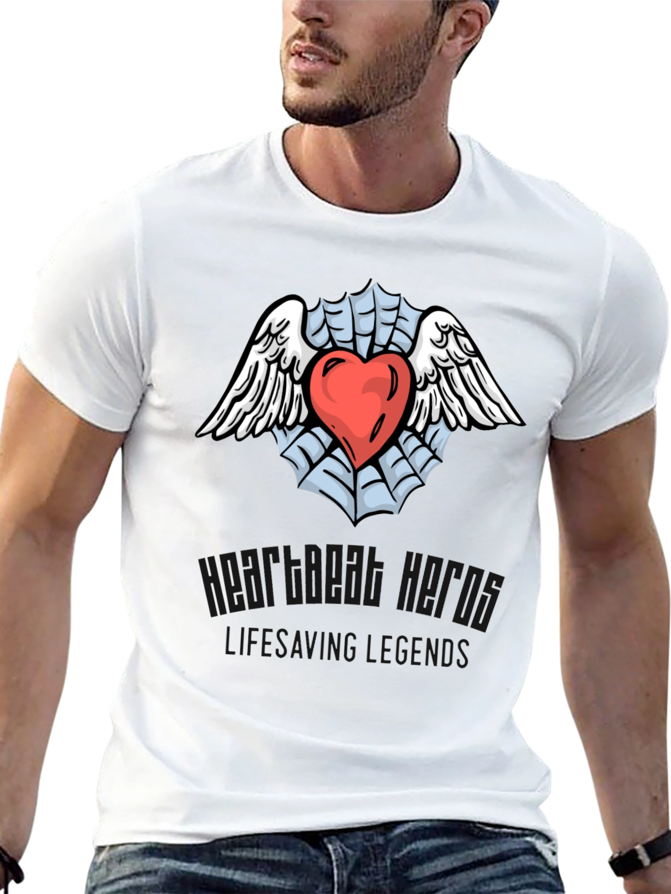 Heart & Wings Graphic Black T-Shirt