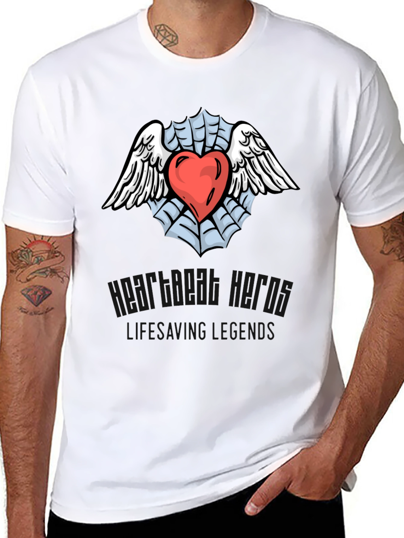Heart & Wings Graphic Black T-Shirt