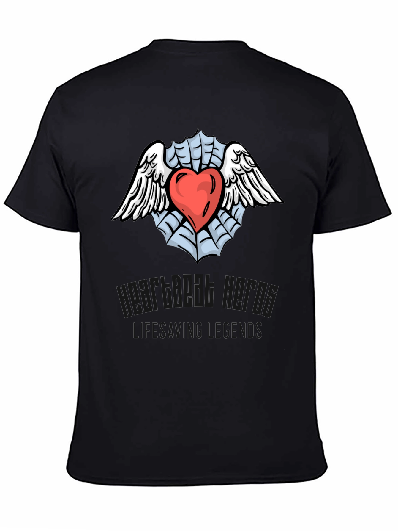 Heart & Wings Graphic Black T-Shirt