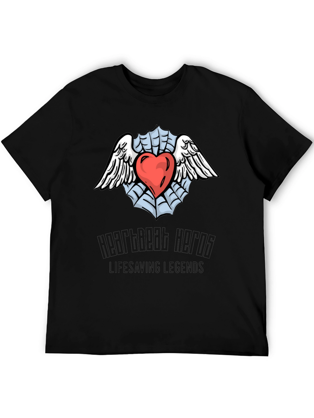 Heart & Wings Graphic Black T-Shirt