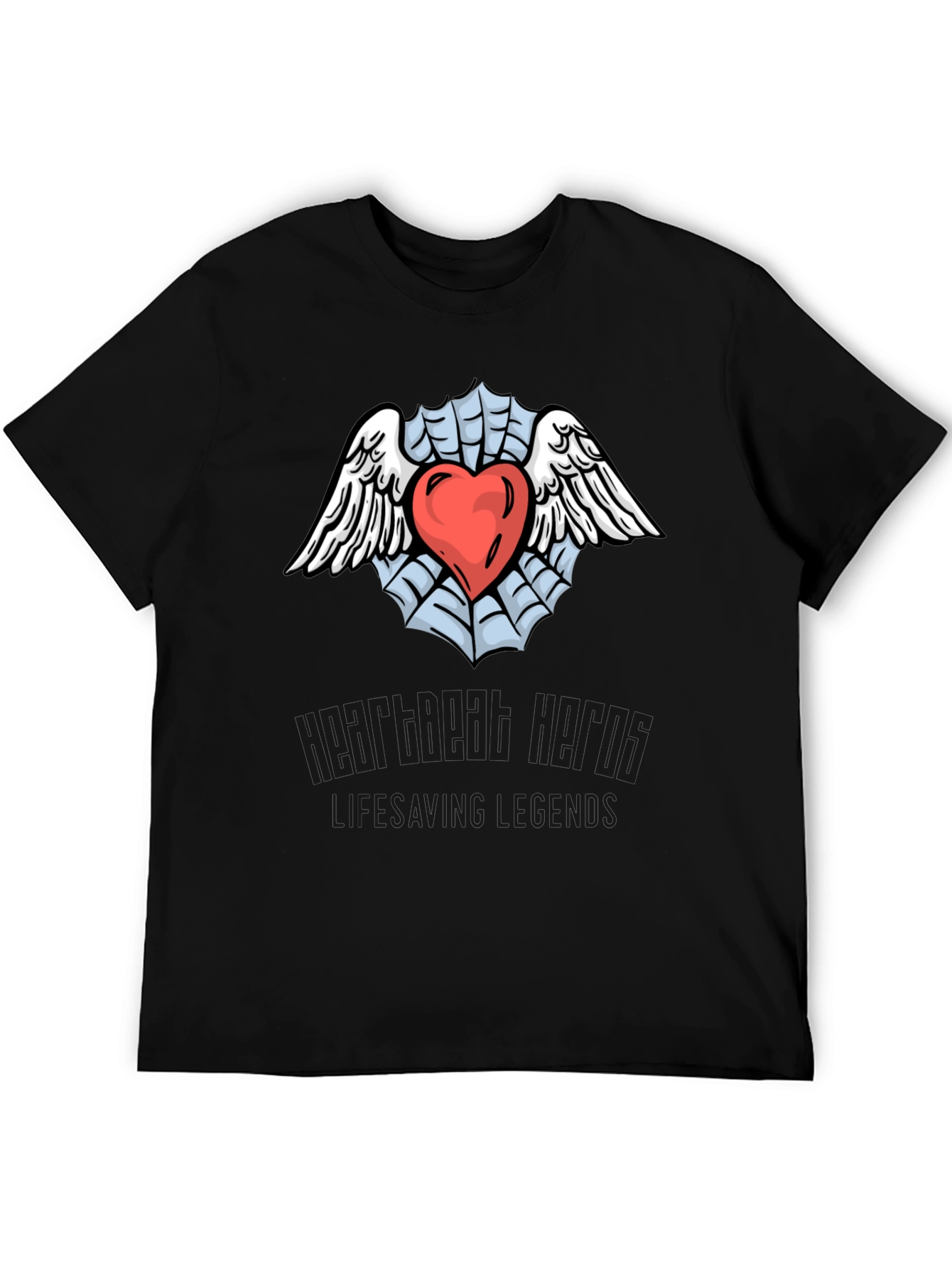 Heart & Wings Graphic Black T-Shirt