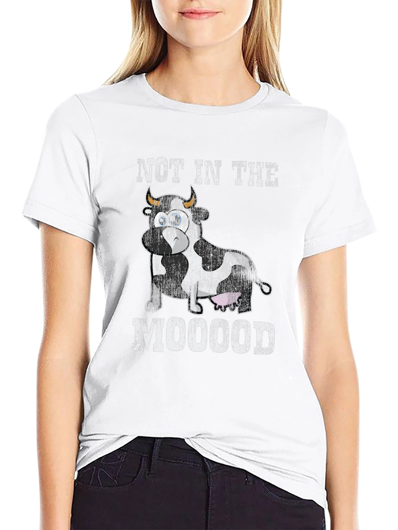 Not In The Mooood Funny Cow Graphic T-Shirt