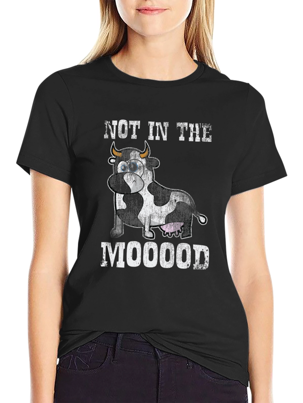 Not In The Mooood Funny Cow Graphic T-Shirt
