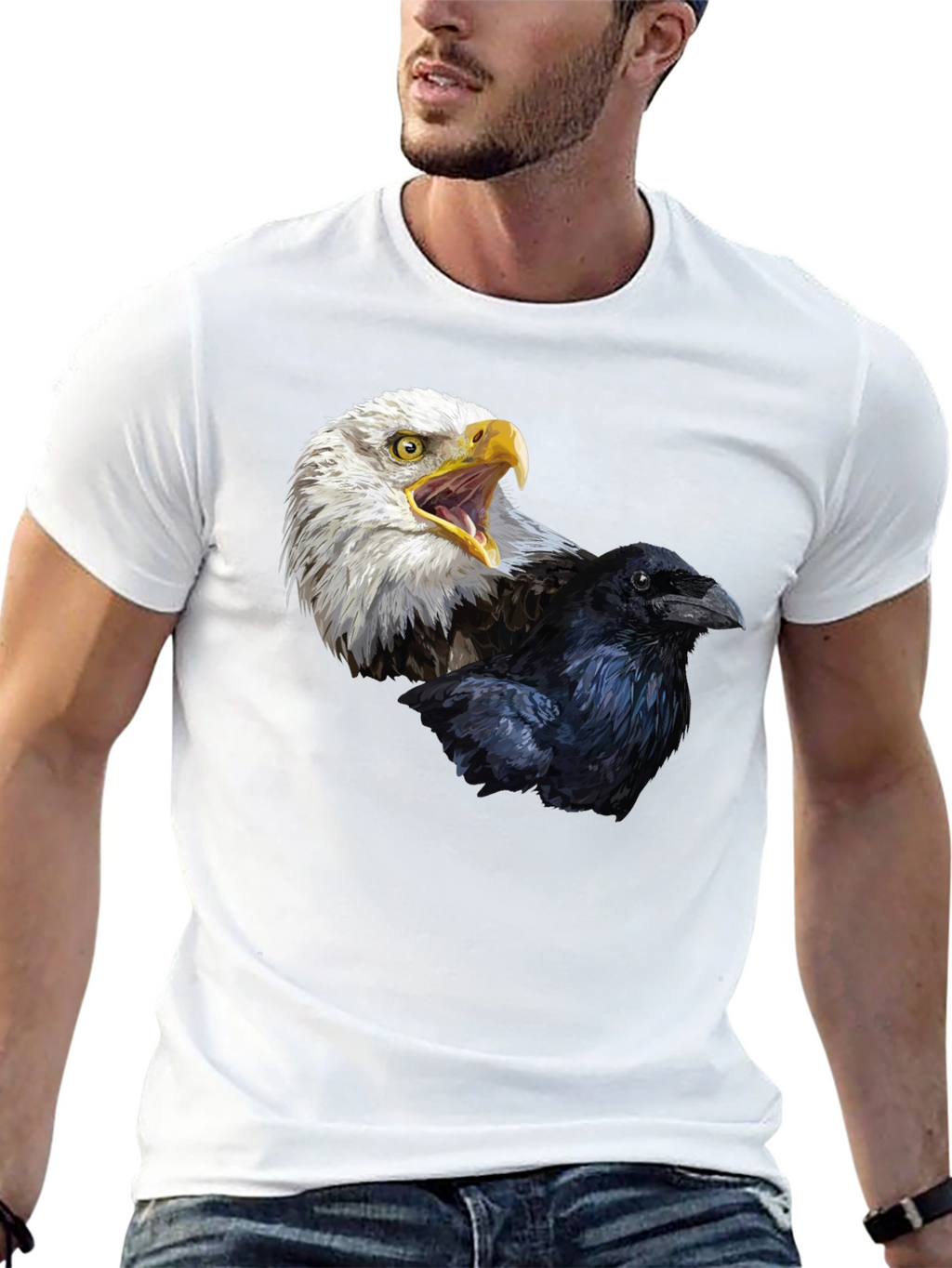 Eagle and Raven Graphic T-Shirt - Bold Bird Design