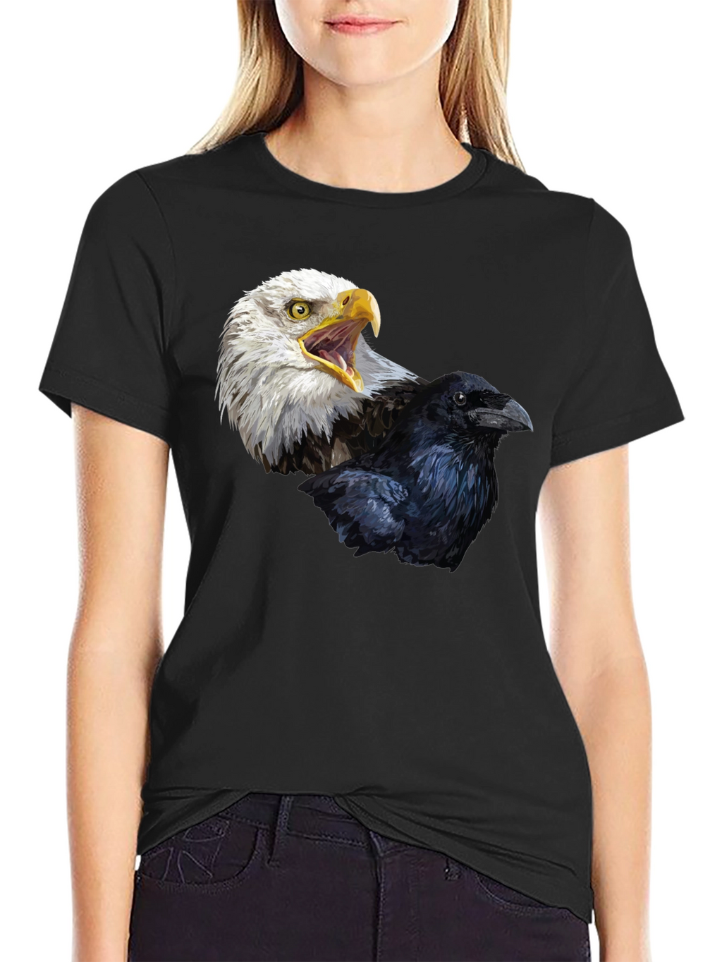 Eagle and Raven Graphic T-Shirt - Bold Bird Design