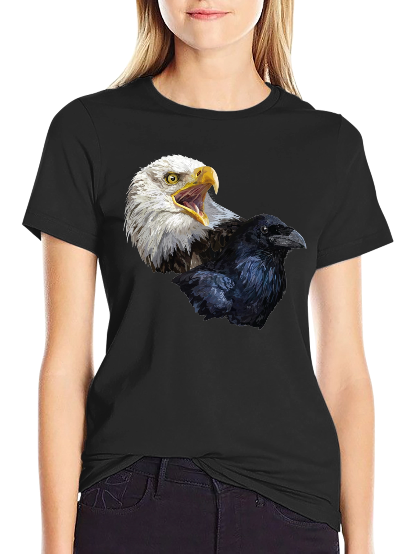 Eagle and Raven Graphic T-Shirt - Bold Bird Design