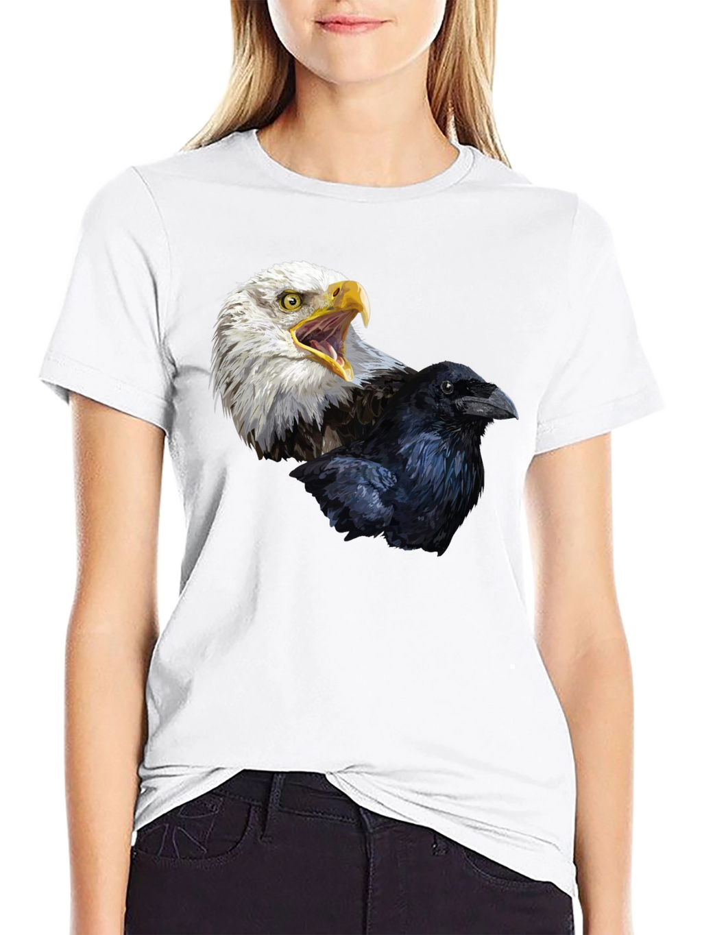 Eagle and Raven Graphic T-Shirt - Bold Bird Design