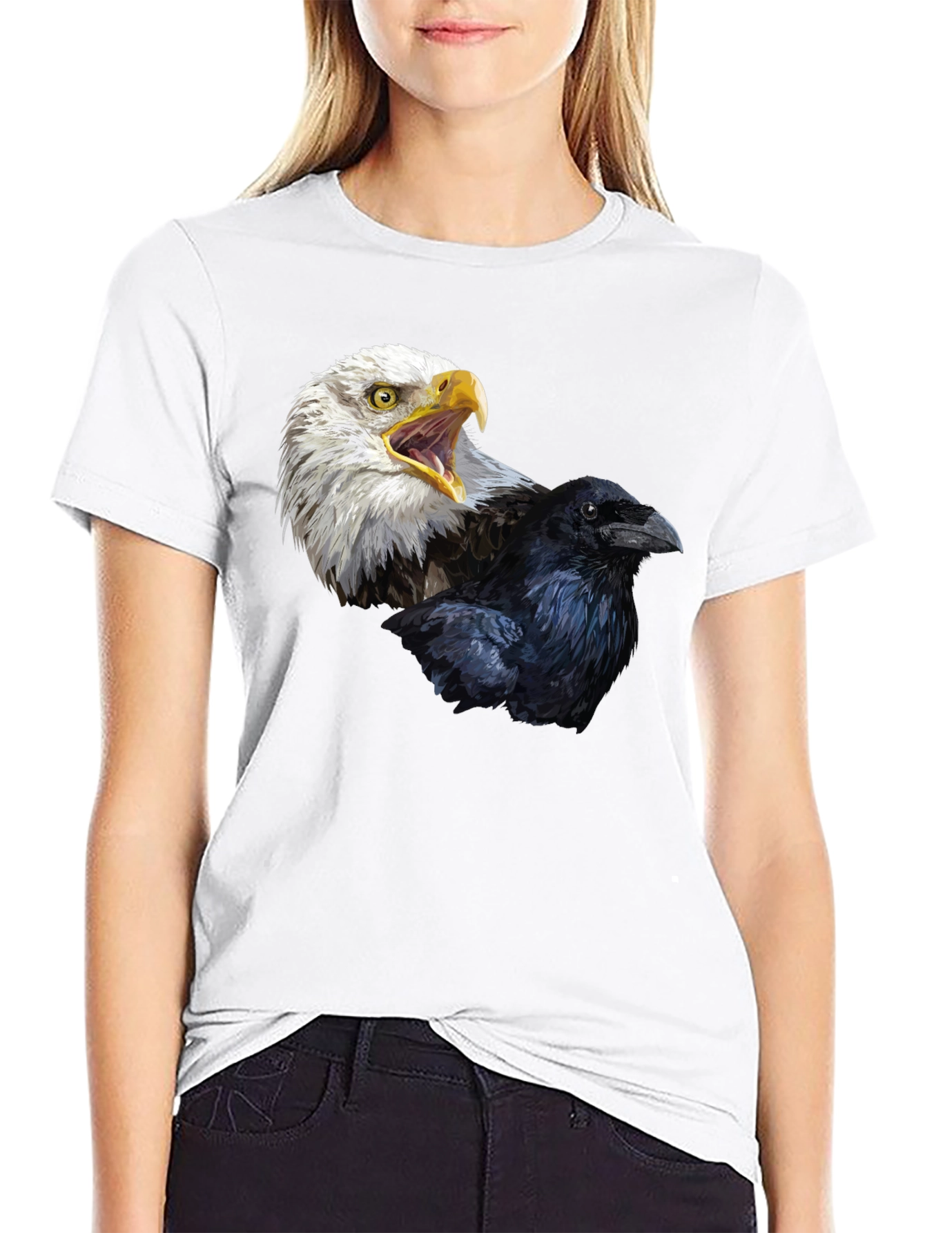 Eagle and Raven Graphic T-Shirt - Bold Bird Design