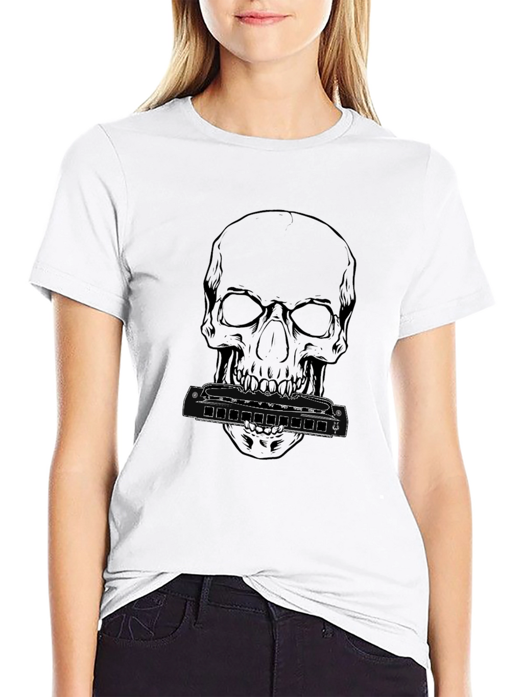 Skull & Harmonica Graphic T-Shirt