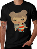 Cute Cartoon Fairy Graphic Black T-Shirt