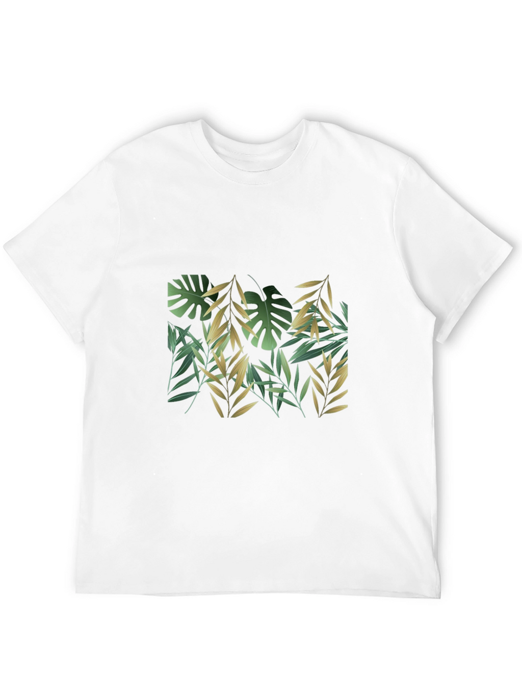 Tropical Leaf Print Black T-Shirt