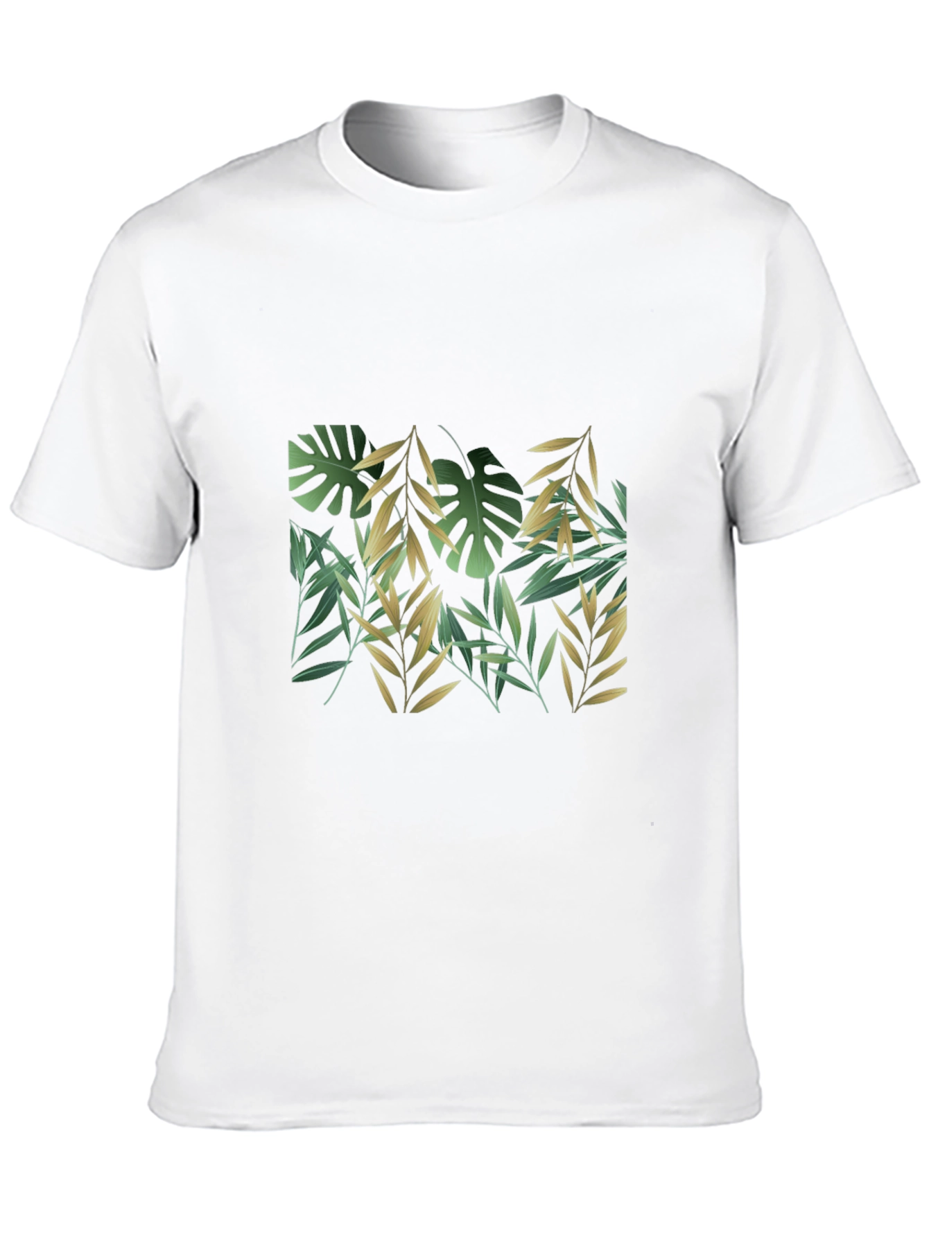 Tropical Leaf Print Black T-Shirt