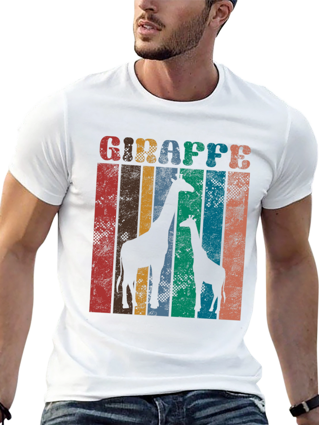 Retro Giraffe Graphic Print T-Shirt