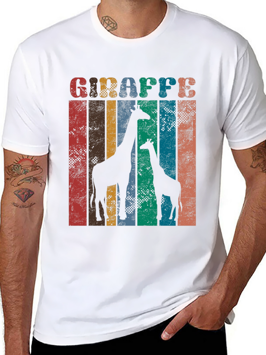Retro Giraffe Graphic Print T-Shirt